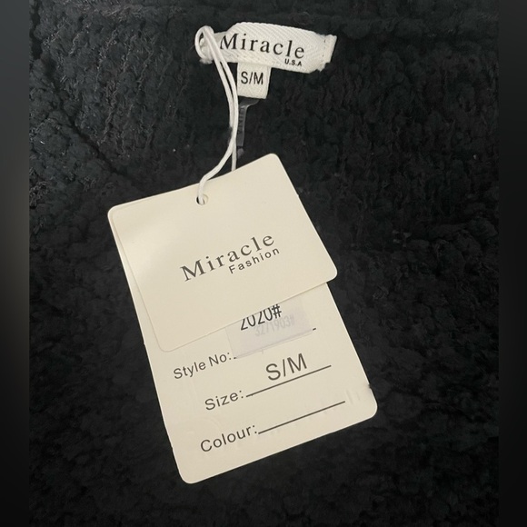 NWT Miracle Chenille Black Textured Cotton Open Knit Sweater. Size S/M - Picture 7 of 7